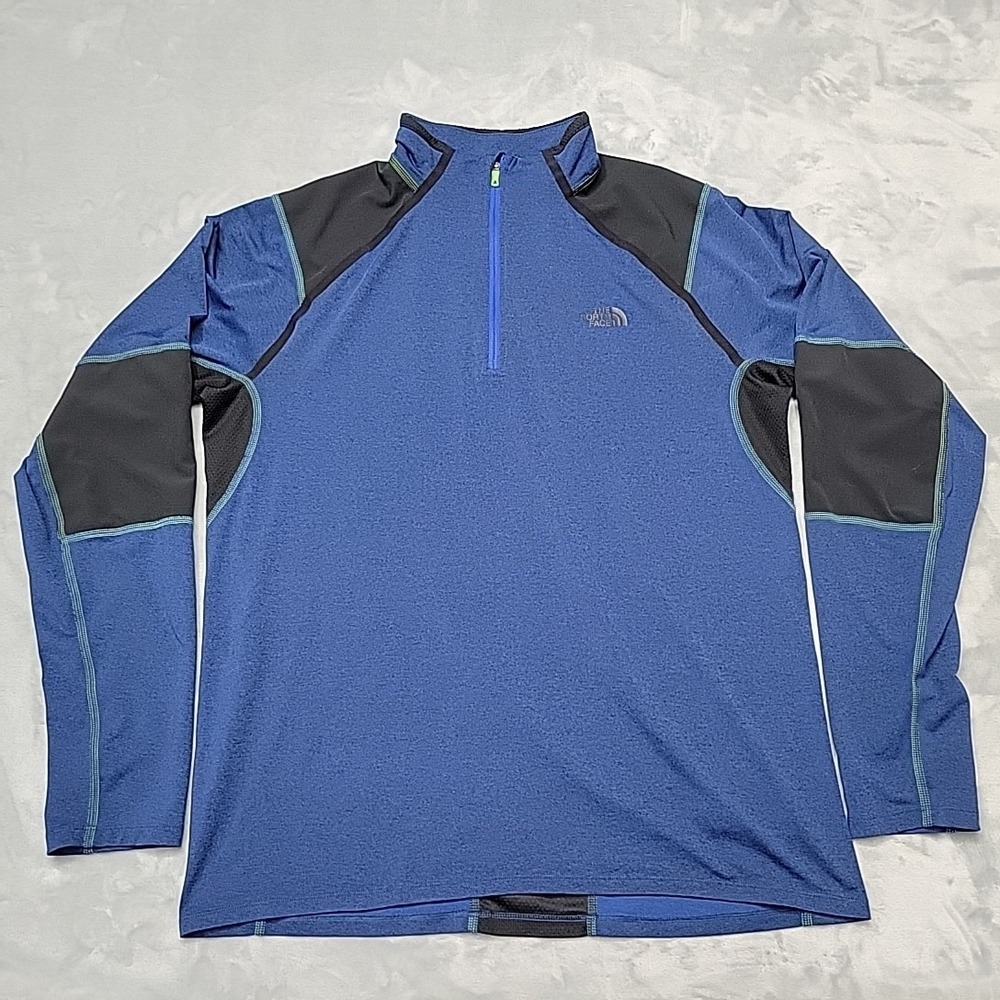 The North Face Shirt Mens L Blue FlashDry-XD 1/4 Zip Pullover Hiking Running